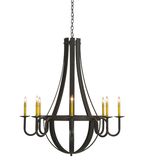 Meyda Lighting Barrel Stave 42" 8-Light Timeless Bronze Metallo Chandelier With Faux Candlelight