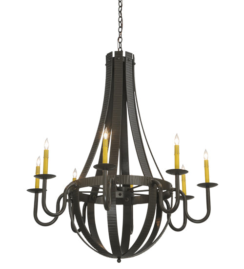 Meyda Lighting Barrel Stave 42" 8-Light Timeless Bronze Metallo Chandelier With Faux Candlelight