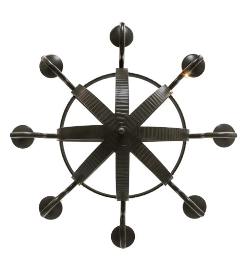 Meyda Lighting Barrel Stave 42" 8-Light Timeless Bronze Metallo Chandelier With Faux Candlelight