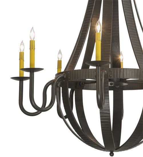 Meyda Lighting Barrel Stave 42" 8-Light Timeless Bronze Metallo Chandelier With Faux Candlelight