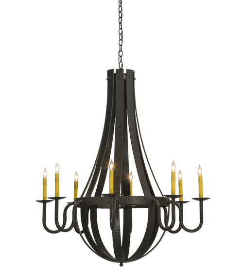 Meyda Lighting Barrel Stave 42" 8-Light Timeless Bronze Metallo Chandelier With Faux Candlelight