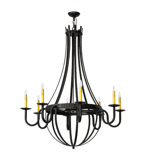 Meyda Lighting Barrel Stave 42" 8-Light Timeless Bronze Metallo Chandelier With Ivory Faux Candlelight