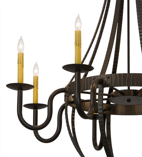 Meyda Lighting Barrel Stave 42" 8-Light Timeless Bronze Metallo Chandelier With Ivory Faux Candlelight