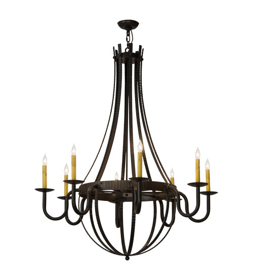 Meyda Lighting Barrel Stave 42" 8-Light Timeless Bronze Metallo Chandelier With Ivory Faux Candlelight