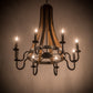 Meyda Lighting Barrel Stave 43" 8-Light Costello Black Madera Chandelier With Black Faux Candlelight