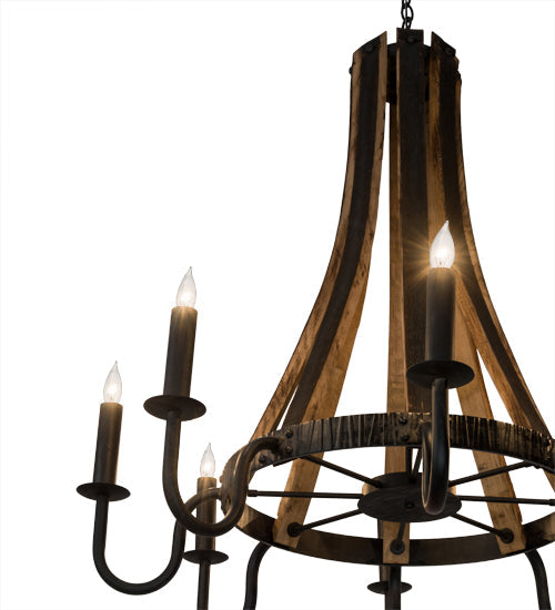 Meyda Lighting Barrel Stave 43" 8-Light Costello Black Madera Chandelier With Black Faux Candlelight