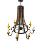 Meyda Lighting Barrel Stave 43" 8-Light Costello Black & Natural Wood Madera Chandelier