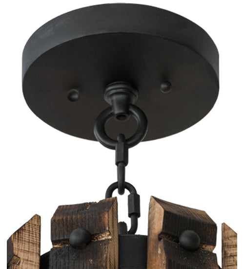 Meyda Lighting Barrel Stave 43" 8-Light Costello Black & Natural Wood Madera Chandelier