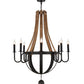 Meyda Lighting Barrel Stave 43" 8-Light Wrought Iron & Natural Wood Madera Chandelier With Black Faux Candlelight
