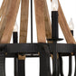 Meyda Lighting Barrel Stave 43" 8-Light Wrought Iron & Natural Wood Madera Chandelier With Black Faux Candlelight