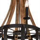 Meyda Lighting Barrel Stave 43" 8-Light Wrought Iron & Natural Wood Madera Chandelier With Black Faux Candlelight