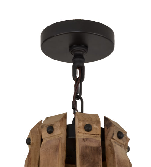 Meyda Lighting Barrel Stave 43" 8-Light Wrought Iron & Natural Wood Madera Chandelier With Black Faux Candlelight