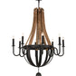 Meyda Lighting Barrel Stave 43" 8-Light Wrought Iron & Natural Wood Madera Chandelier With Black Faux Candlelight