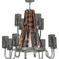 Meyda Lighting Barrel Stave 44" 12-Light 2-Tier Brushed Nickel Winter Maple Chandelier With Clear and Black Shade Glass