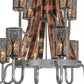 Meyda Lighting Barrel Stave 44" 12-Light 2-Tier Brushed Nickel Winter Maple Chandelier With Clear and Black Shade Glass