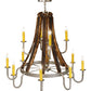 Meyda Lighting Barrel Stave 44" 12-Light 2-Tier Nickel Powder Coat Madera Chandelier With Ivory Faux Candlelight