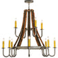 Meyda Lighting Barrel Stave 44" 12-Light 2-Tier Nickel Powder Coat Madera Chandelier With Ivory Faux Candlelight