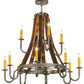 Meyda Lighting Barrel Stave 44" 12-Light 2-Tier Nickel Powder Coat Madera Chandelier With Ivory Faux Candlelight