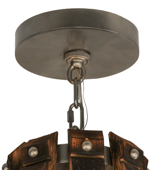 Meyda Lighting Barrel Stave 44" 12-Light 2-Tier Nickel Powder Coat Madera Chandelier With Ivory Faux Candlelight