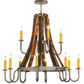 Meyda Lighting Barrel Stave 44" 12-Light 2-Tier Nickel Powder Coat Madera Chandelier With Ivory Faux Candlelight