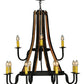 Meyda Lighting Barrel Stave 44" 12-Light 2-Tier Wrought Iron Madera Chandelier With Ivory Faux Candlelight
