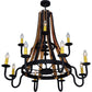 Meyda Lighting Barrel Stave 44" 12-Light 2-Tier Wrought Iron Madera Chandelier With Ivory Faux Candlelight