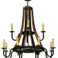 Meyda Lighting Barrel Stave 44" 12-Light 2-Tier Wrought Iron Madera Chandelier With Ivory Faux Candlelight
