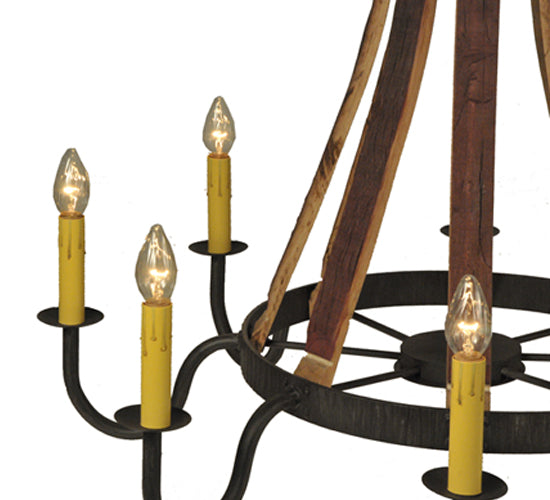 Meyda Lighting Barrel Stave 44" 8-Light Antique Iron Gate Madera Chandelier With Ivory Faux Candlelight