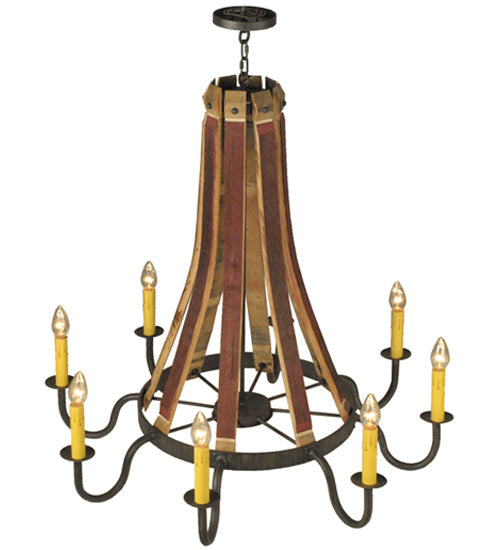 Meyda Lighting Barrel Stave 44" 8-Light Antique Iron Gate Madera Chandelier With Ivory Faux Candlelight