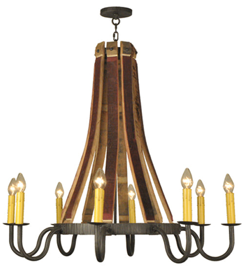 Meyda Lighting Barrel Stave 44" 8-Light Antique Iron Gate Madera Chandelier With Ivory Faux Candlelight