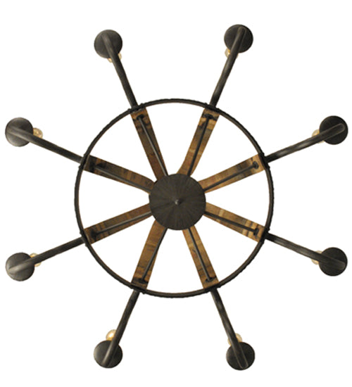 Meyda Lighting Barrel Stave 44" 8-Light Antique Iron Gate Madera Chandelier With Ivory Faux Candlelight