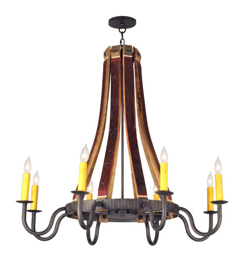 Meyda Lighting Barrel Stave 44" 8-Light Antique Iron Gate Madera Chandelier With Ivory Faux Candlelight
