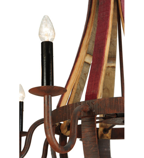 Meyda Lighting Barrel Stave 44" 8-Light Rusty Nail Metallo Chandelier With Black Faux Candlelight