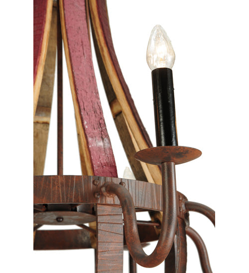 Meyda Lighting Barrel Stave 44" 8-Light Rusty Nail Metallo Chandelier With Black Faux Candlelight