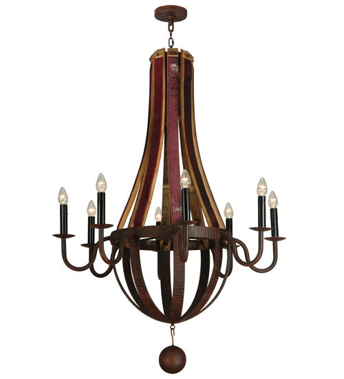 Meyda Lighting Barrel Stave 44" 8-Light Rusty Nail Metallo Chandelier With Black Faux Candlelight