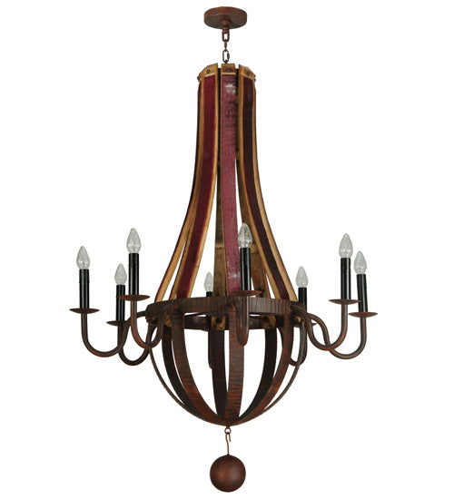 Meyda Lighting Barrel Stave 44" 8-Light Rusty Nail Metallo Chandelier With Black Faux Candlelight