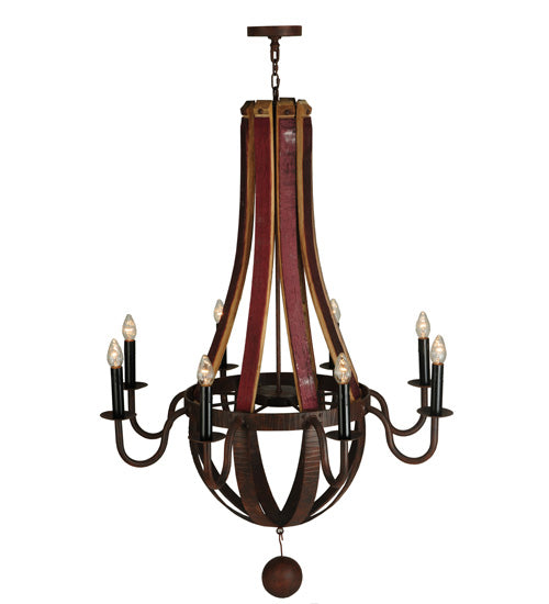 Meyda Lighting Barrel Stave 44" 8-Light Rusty Nail Metallo Chandelier With Black Faux Candlelight