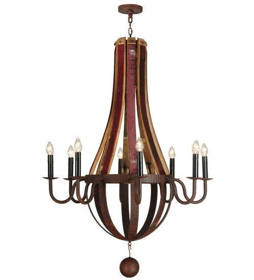 Meyda Lighting Barrel Stave 44" 8-Light Rusty Nail Metallo Chandelier With Black Faux Candlelight