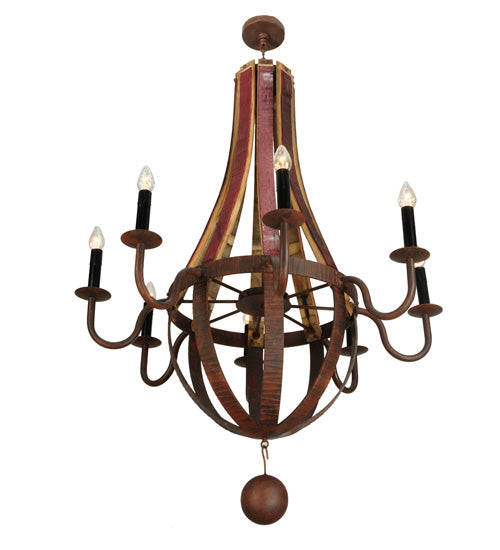 Meyda Lighting Barrel Stave 44" 8-Light Rusty Nail Metallo Chandelier With Black Faux Candlelight