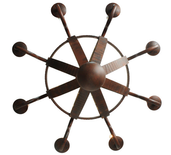 Meyda Lighting Barrel Stave 44" 8-Light Rusty Nail Metallo Chandelier With Black Faux Candlelight