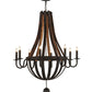 Meyda Lighting Barrel Stave 45" 8-Light Coffee Bean Madera Chandelier With Black Faux Candlelight
