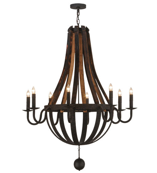 Meyda Lighting Barrel Stave 45" 8-Light Coffee Bean Madera Chandelier With Black Faux Candlelight