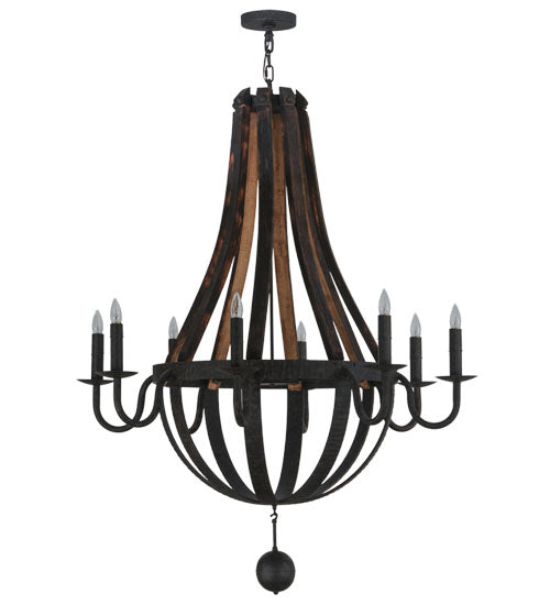 Meyda Lighting Barrel Stave 45" 8-Light Coffee Bean Madera Chandelier With Black Faux Candlelight