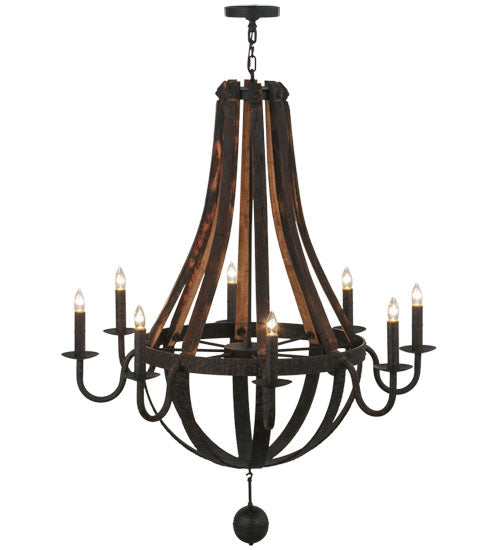 Meyda Lighting Barrel Stave 45" 8-Light Coffee Bean Madera Chandelier With Black Faux Candlelight