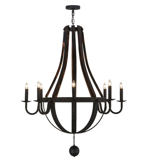 Meyda Lighting Barrel Stave 45" 8-Light Coffee Bean Madera Chandelier With Black Faux Candlelight