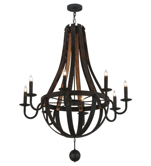 Meyda Lighting Barrel Stave 45" 8-Light Coffee Bean Madera Chandelier With Black Faux Candlelight