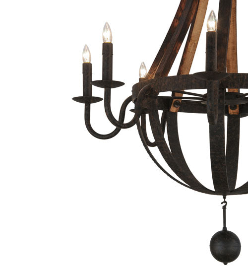 Meyda Lighting Barrel Stave 45" 8-Light Coffee Bean Madera Chandelier With Black Faux Candlelight