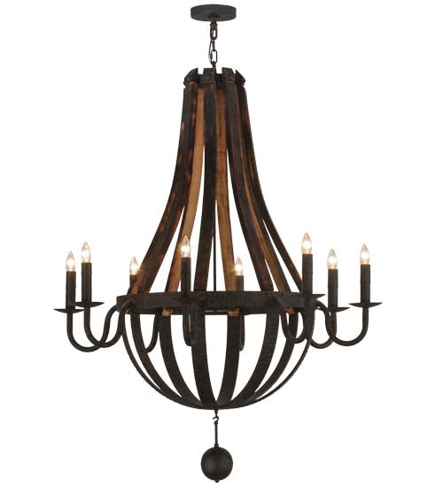 Meyda Lighting Barrel Stave 45" 8-Light Coffee Bean Madera Chandelier With Black Faux Candlelight