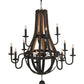 Meyda Lighting Barrel Stave 48" 12-Light 2-Tier Coffee Bean Madera Chandelier With Black Faux Candlelight