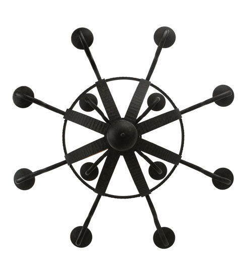 Meyda Lighting Barrel Stave 48" 12-Light 2-Tier Coffee Bean Madera Chandelier With Black Faux Candlelight